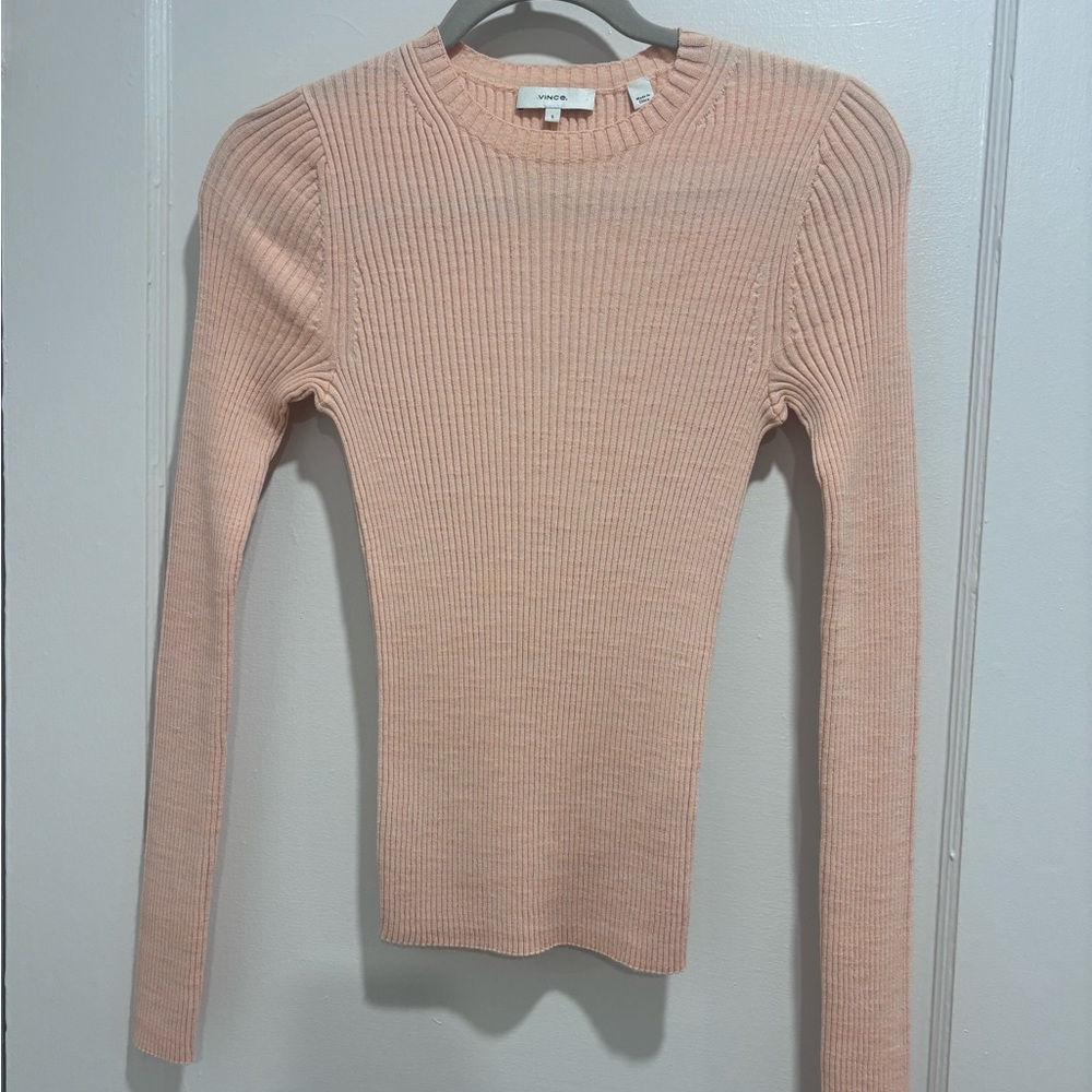 Vince Blush Ribbed Long Sleeve Top